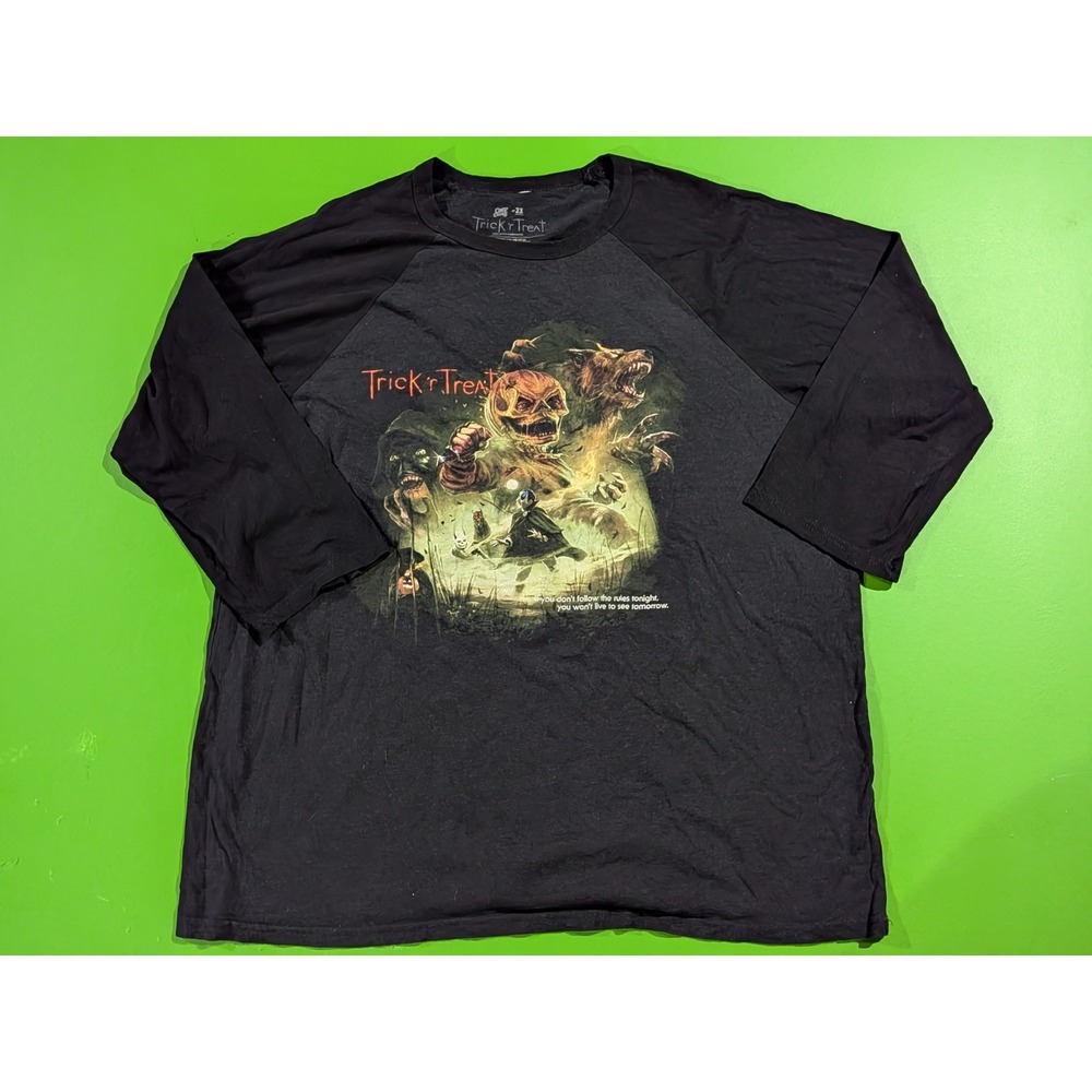 Cavity Colors Trick R' Treat Horror Movie Halloween Shirt 2XL Baseball Sleeve